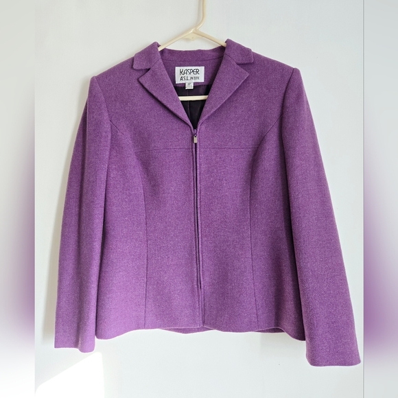 Kasper ASL Blazer Size Petite 4 Vintage Suit Jacket SuitSeparates Wool Blend - Picture 1 of 9